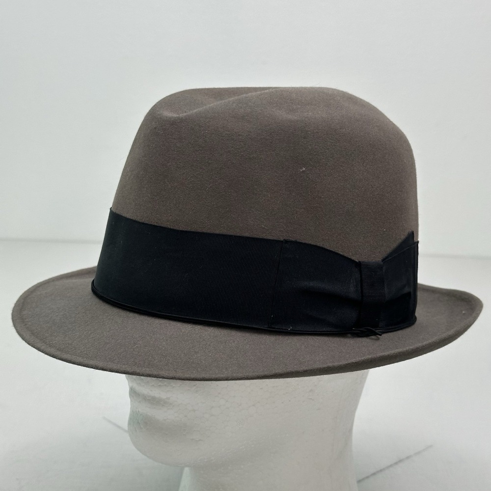 VTG 40s 50s Borsalino Fedora Men 7 3/8 Gray Taupe Pocket Hat Alessandria Punti 6